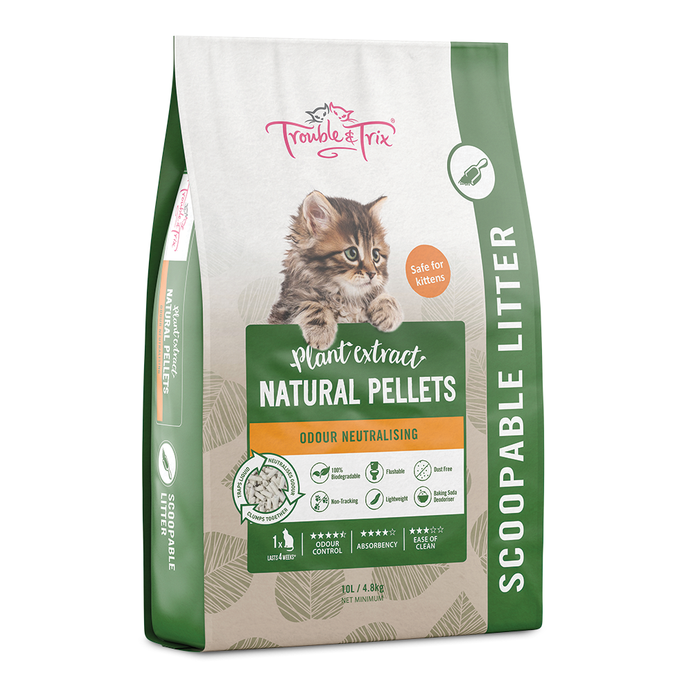 Trouble and Trix Natural Tofu Cat Litter Pellets 10 Litres - Image 3
