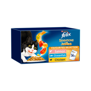FELIX Adult Sensations® Jellies Favourites Selection Wet Cat Food 36x85g