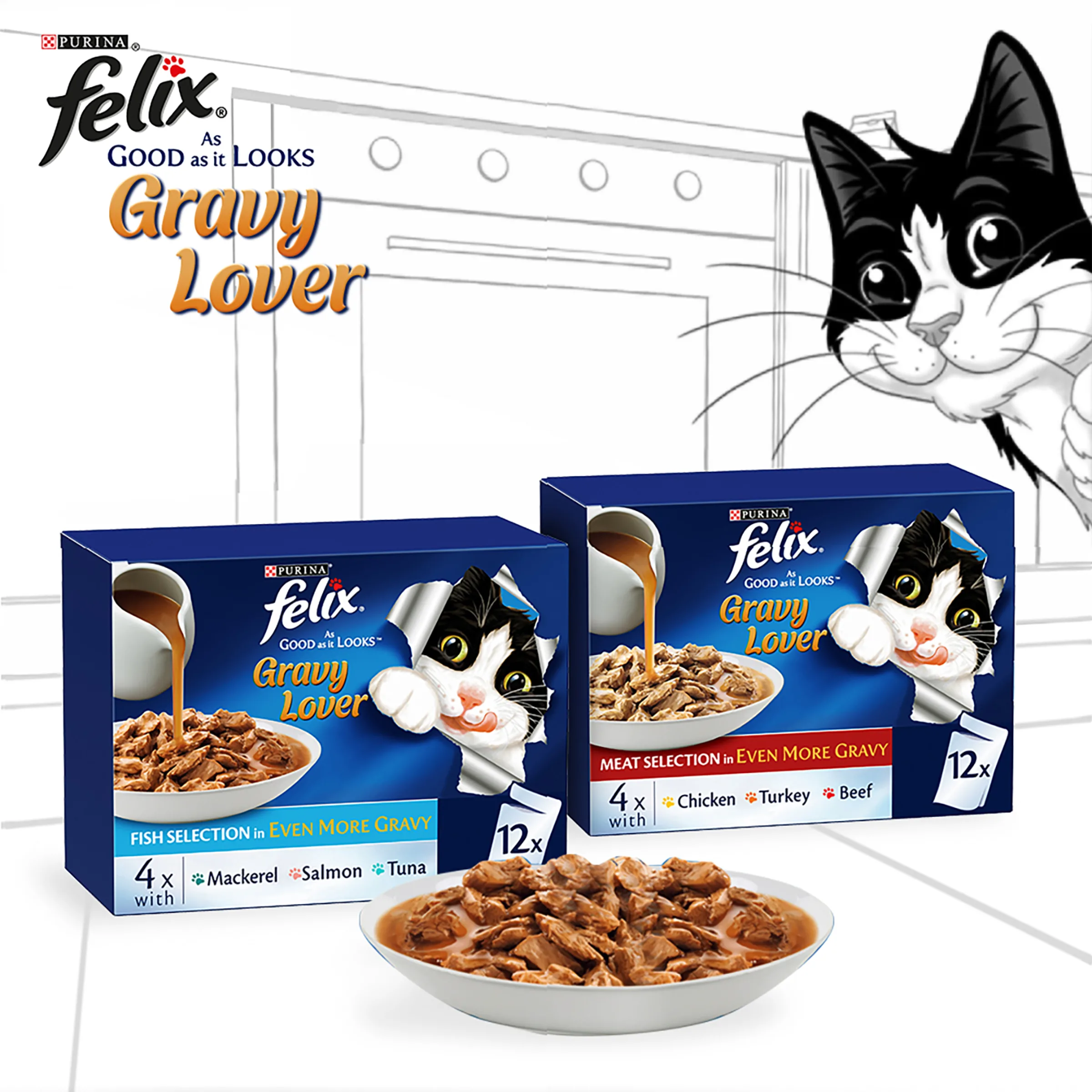 FELIX Adult As Good as it Looks™ Gravy Lover Meat Selection Wet Cat Food 12x85g - Image 11