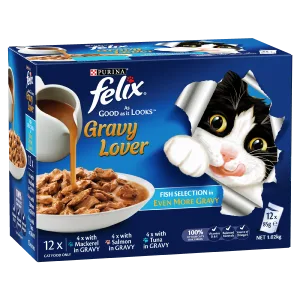 FELIX Adult As Good as it Looks™ Gravy Lover Fish Selection Wet Cat Food 12x85g