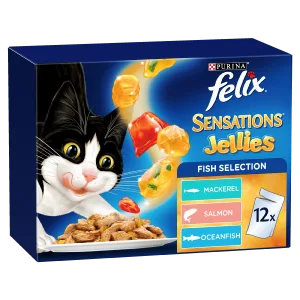 FELIX Adult Sensations® Jellies Fish Selection Wet Cat Food 12 x 85g