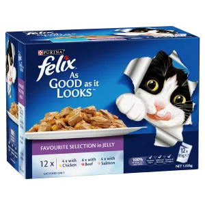 FELIX Adult As Good as it Looks™ Favourite Selection in Jelly Wet Cat Food 12 x 85g