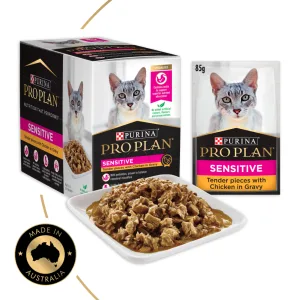 PRO PLAN Sensitive Chicken in Gravy Wet Adult Cat Food 85g x 12