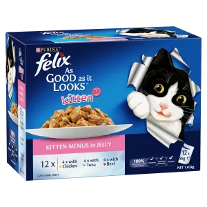 FELIX Kitten As Good as it Looks™ Kitten Menus in Jelly Wet Cat Food 12 x 85g