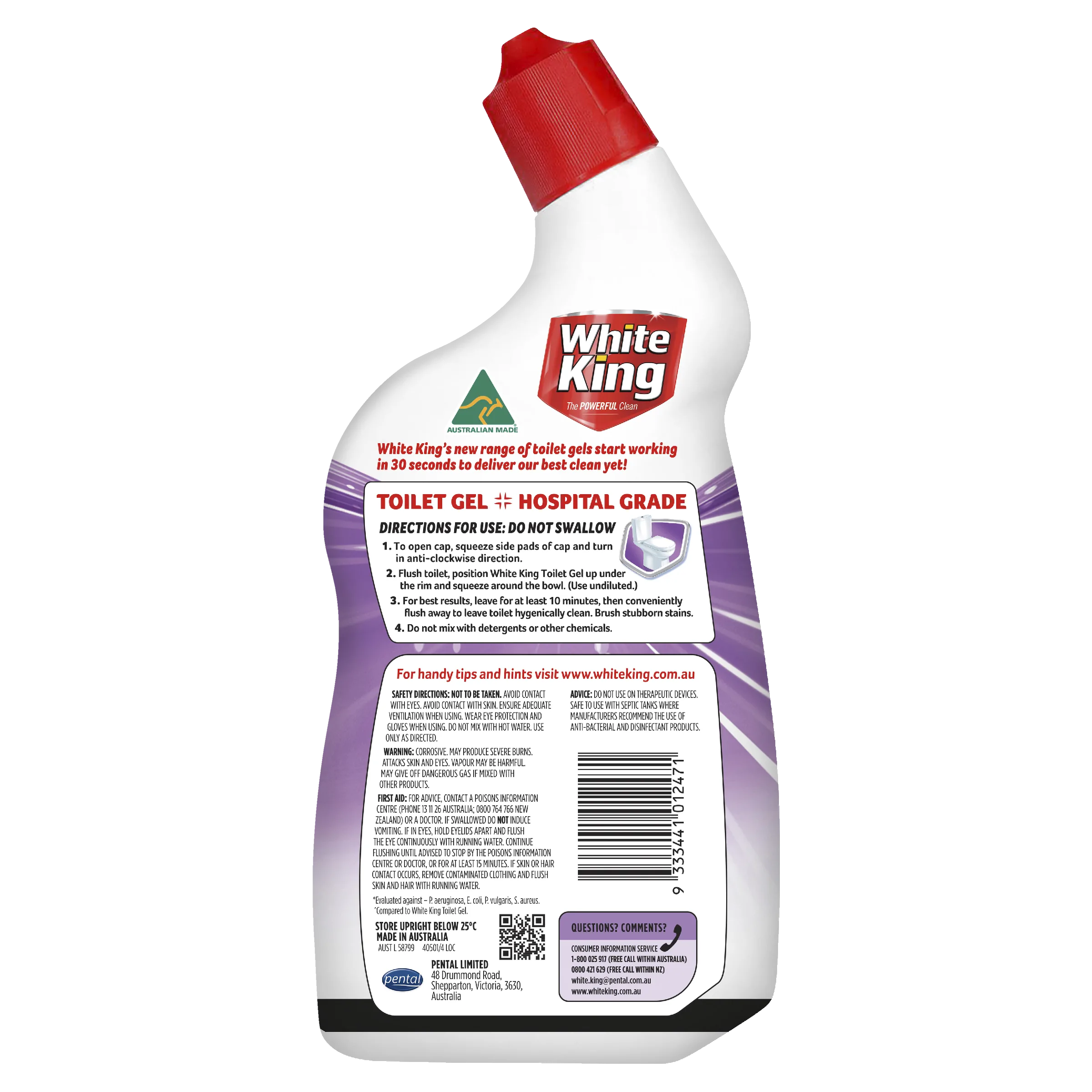 White King Lavender Power Toilet Cleaner Gel 700mL - Image 3