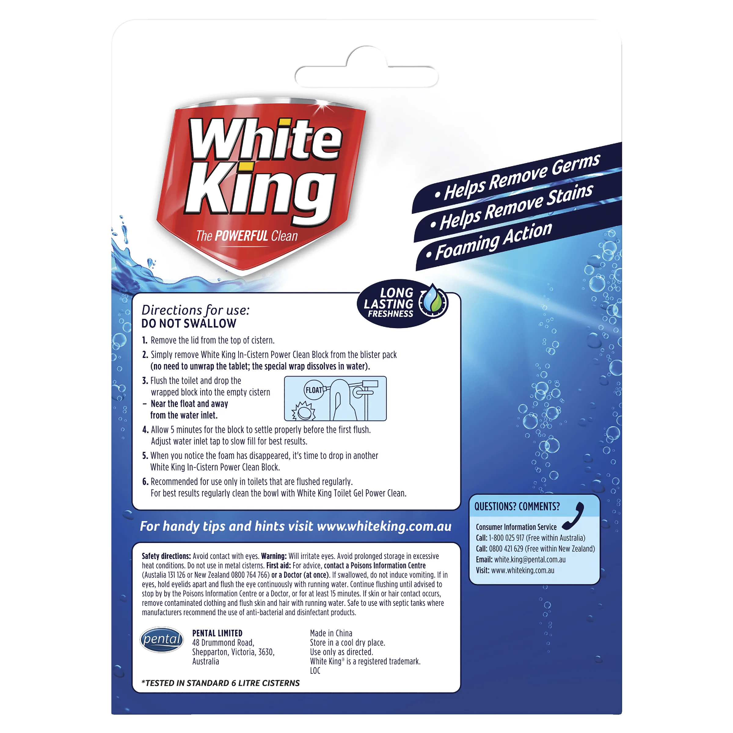 White King In-Cistern Blocks Bleach Blue 2 Pack - Image 3