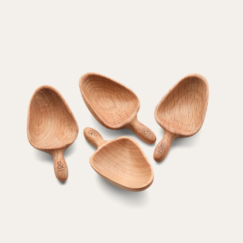 Wooden Beechwood Spice Scoop 4pk