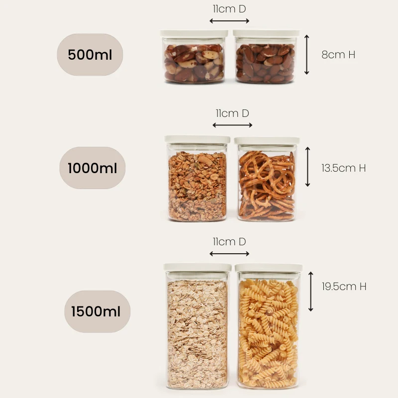 Newrybar Square Glass Pantry Jars | 2pk 500ml - Image 2