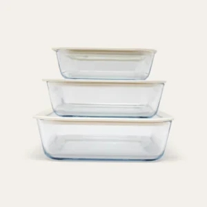 Glass Food Containers | Oat Milk Square Mixed 3pk