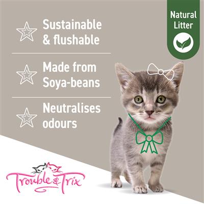 Trouble and Trix Natural Tofu Cat Litter Pellets 10 Litres - Image 2