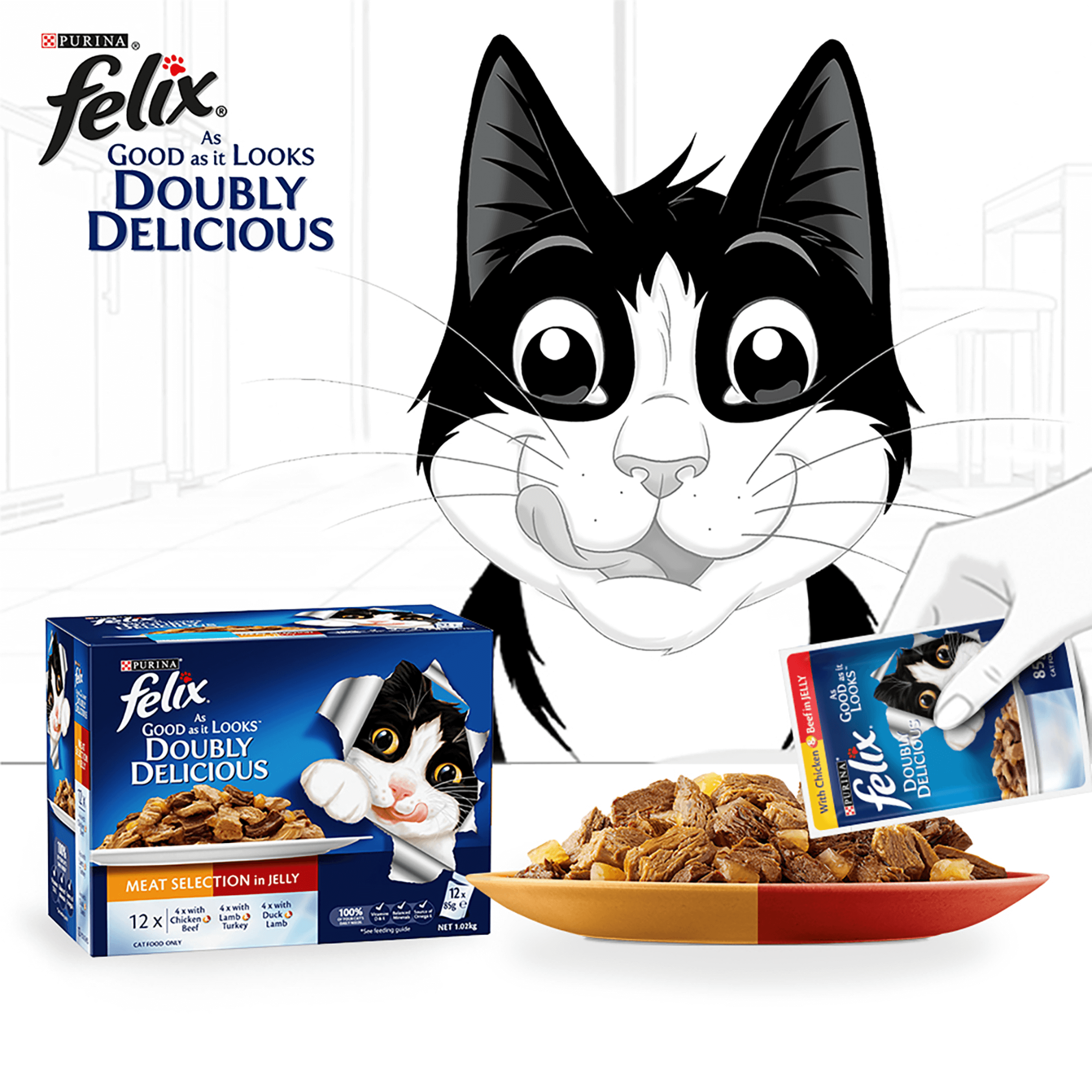 FELIX Adult As Good as it Looks™ Doubly Delicious Meat Selection in Jelly Wet Cat Food 12 x 85g - Image 13