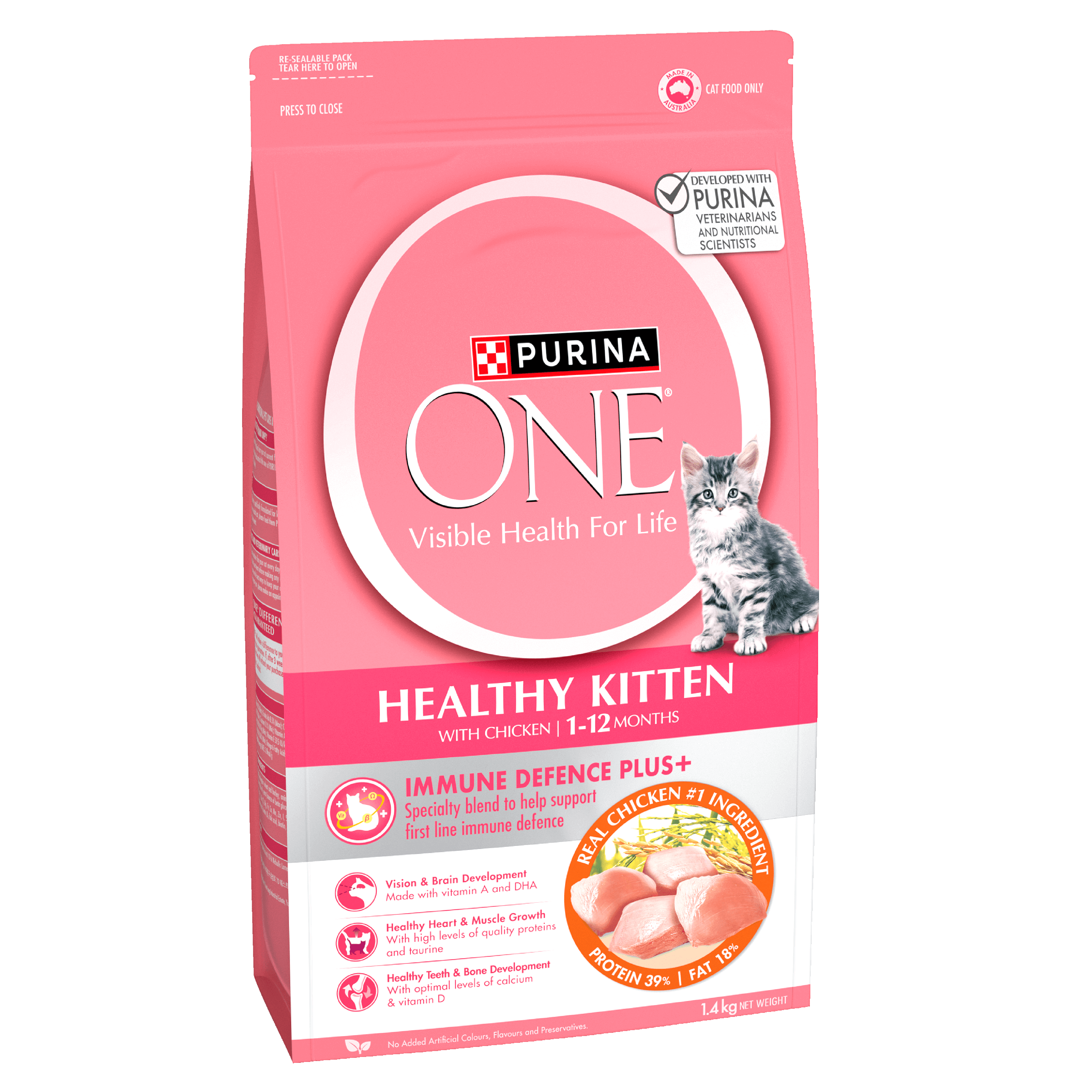 PURINA ONE Kitten Chicken Dry Cat Food Bag 1.4kg - Image 2