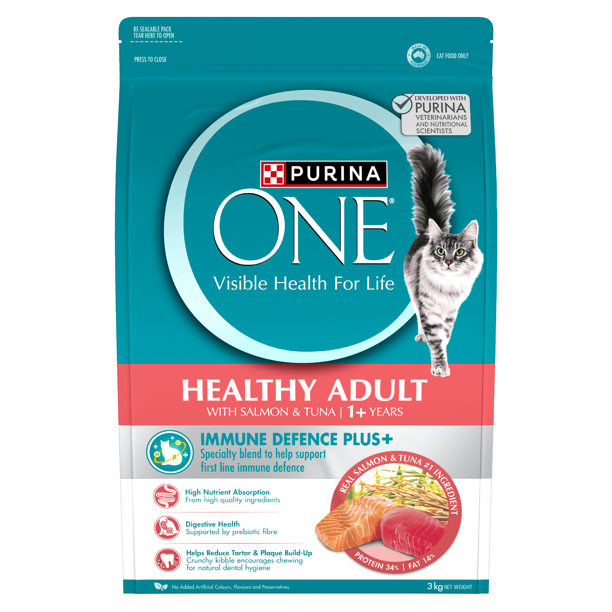 Purina ONE Adult Salmon & Tuna Dry Cat Food Bag 3kg