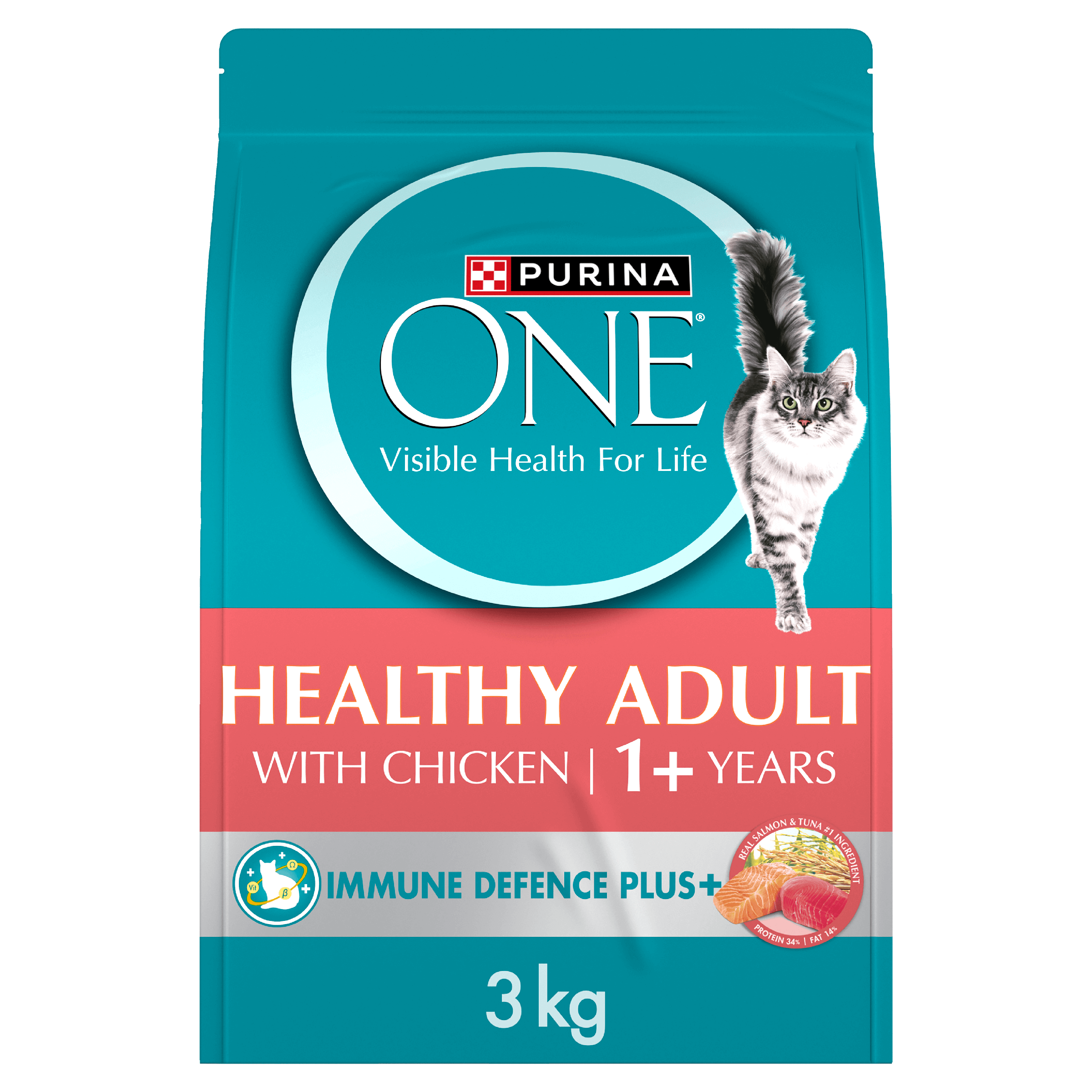 Purina ONE Adult Salmon & Tuna Dry Cat Food Bag 3kg - Image 14