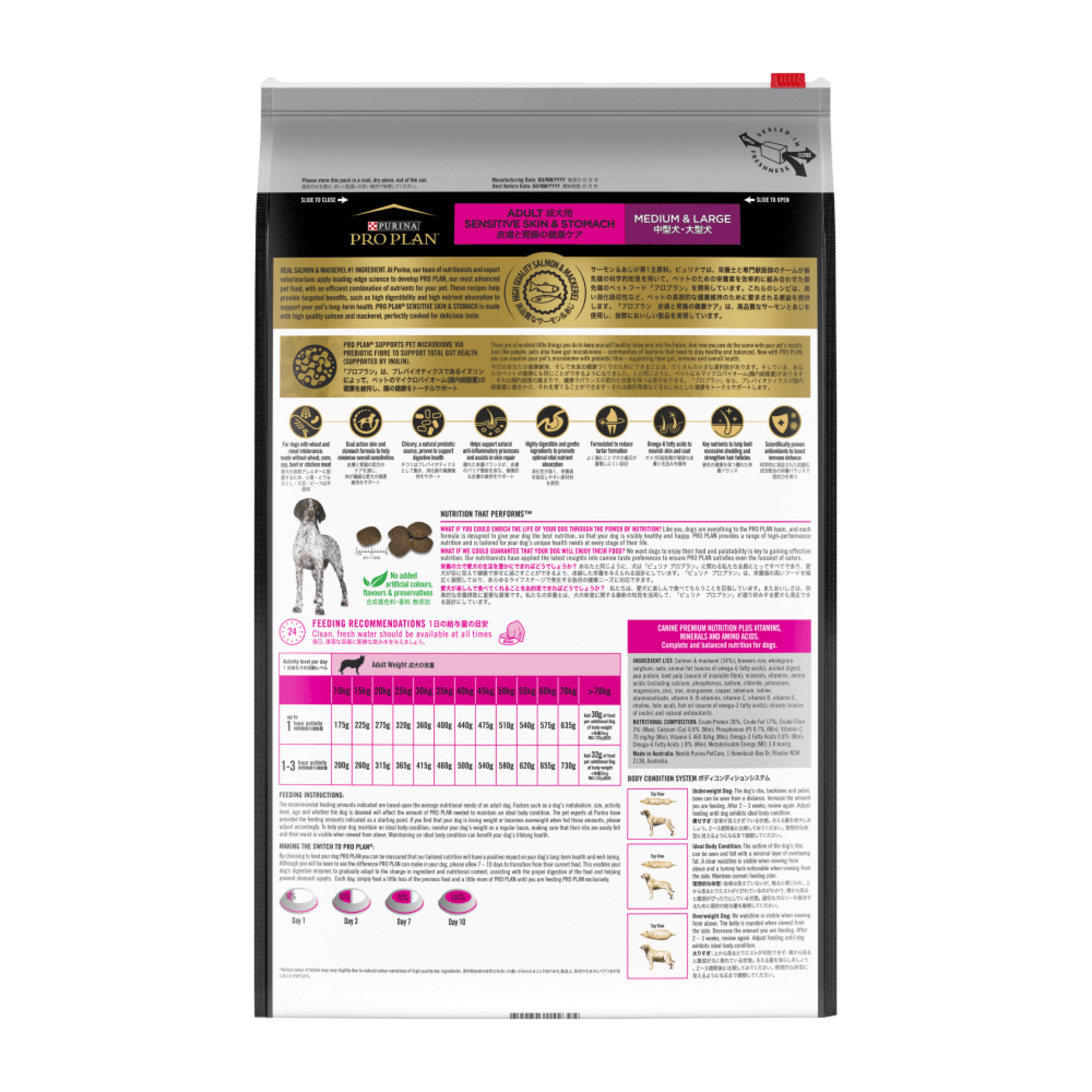 PRO PLAN Adult Sensitive Skin & Stomach Medium & Large Breed Dry Dog Food 12kg - Image 4