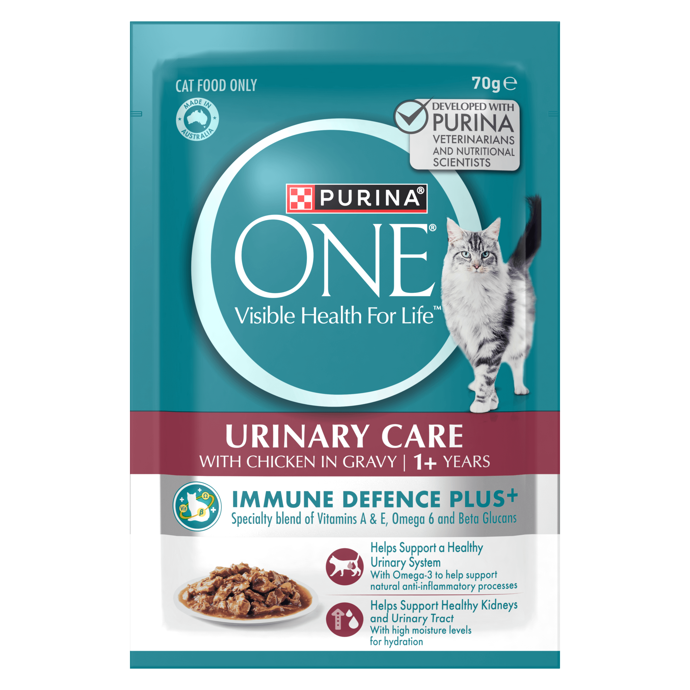 PURINA ONE Adult Urinary Care with Chicken in Gravy Wet Pouch 12 x 70g