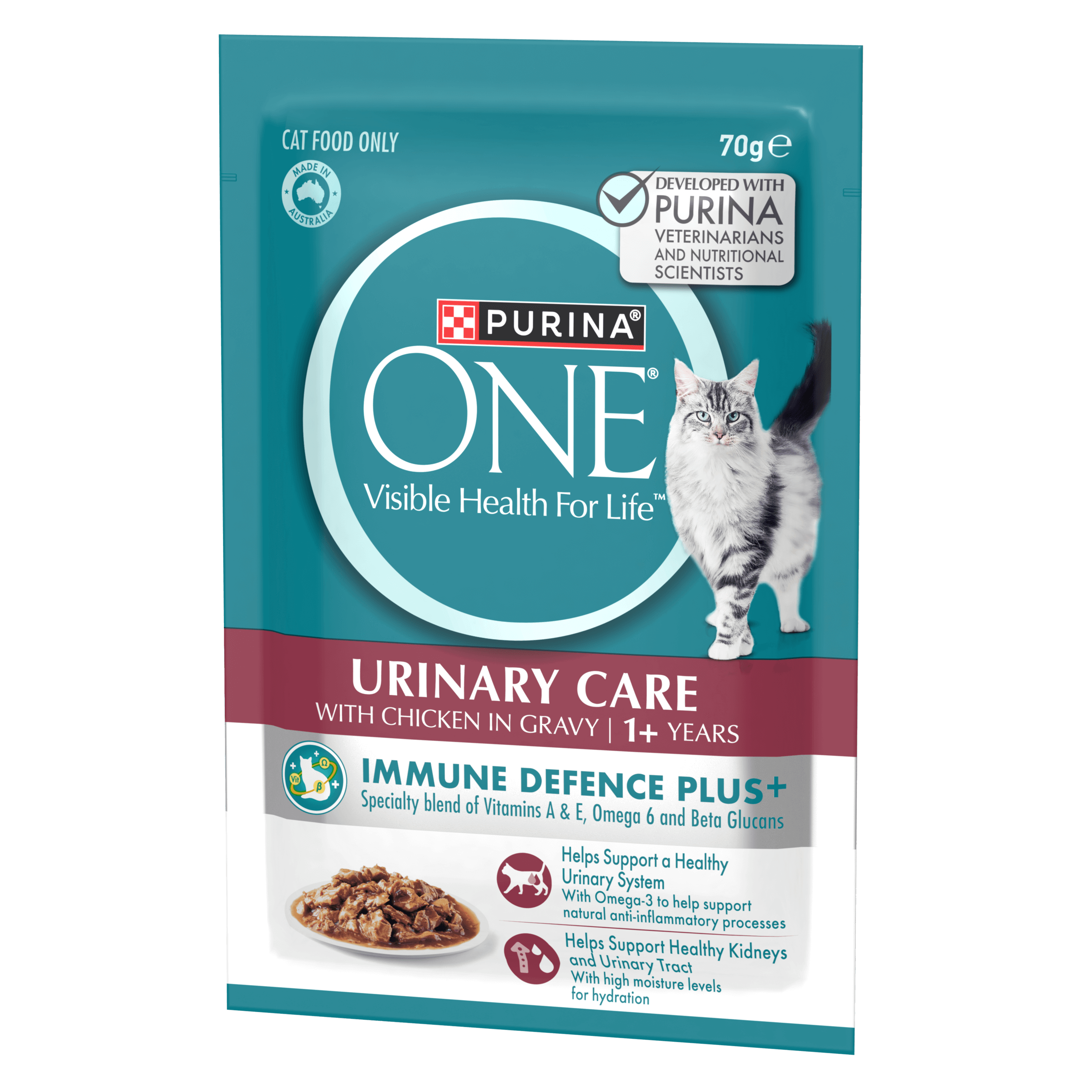 PURINA ONE Adult Urinary Care with Chicken in Gravy Wet Pouch 12 x 70g - Image 5