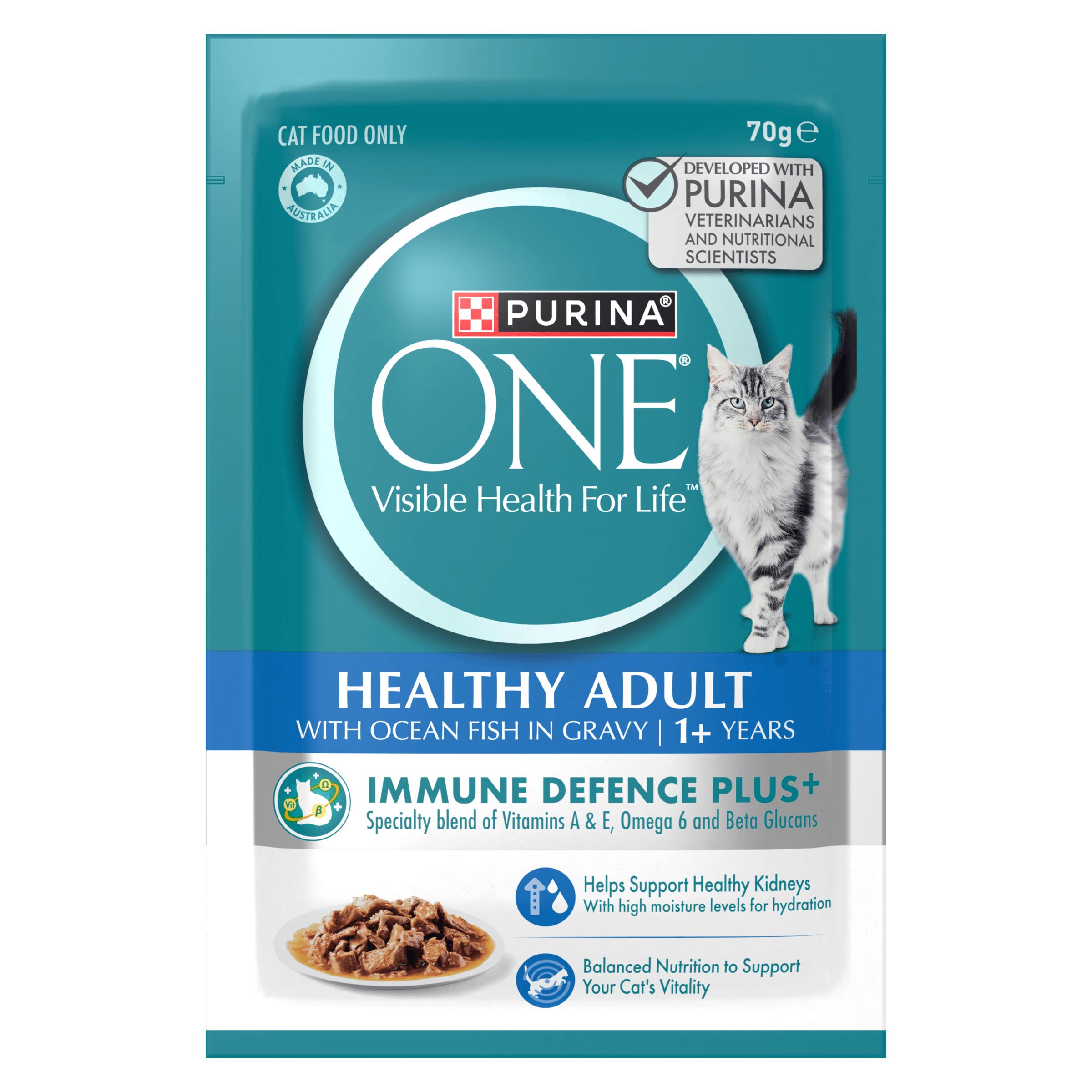 PURINA ONE Adult with Ocean Fish in Gravy Wet Pouch 12 x 70g