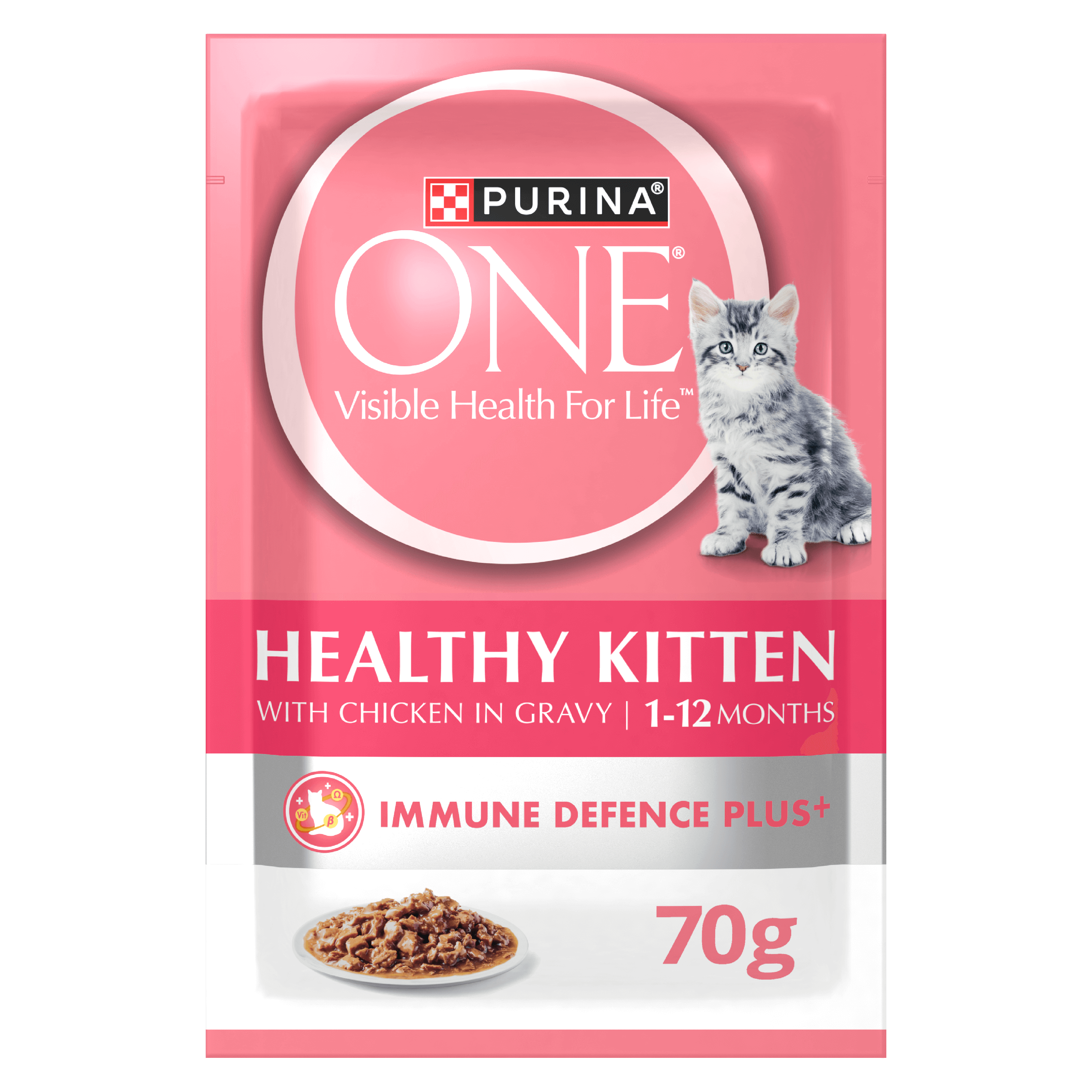 PURINA ONE® Kitten with Succulent Chicken in Gravy Wet Pouch 12x70g - Image 7