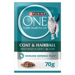PURINA ONE Adult Coat and Hairball with Chicken in Gravy Wet Pouch 12 x 70g