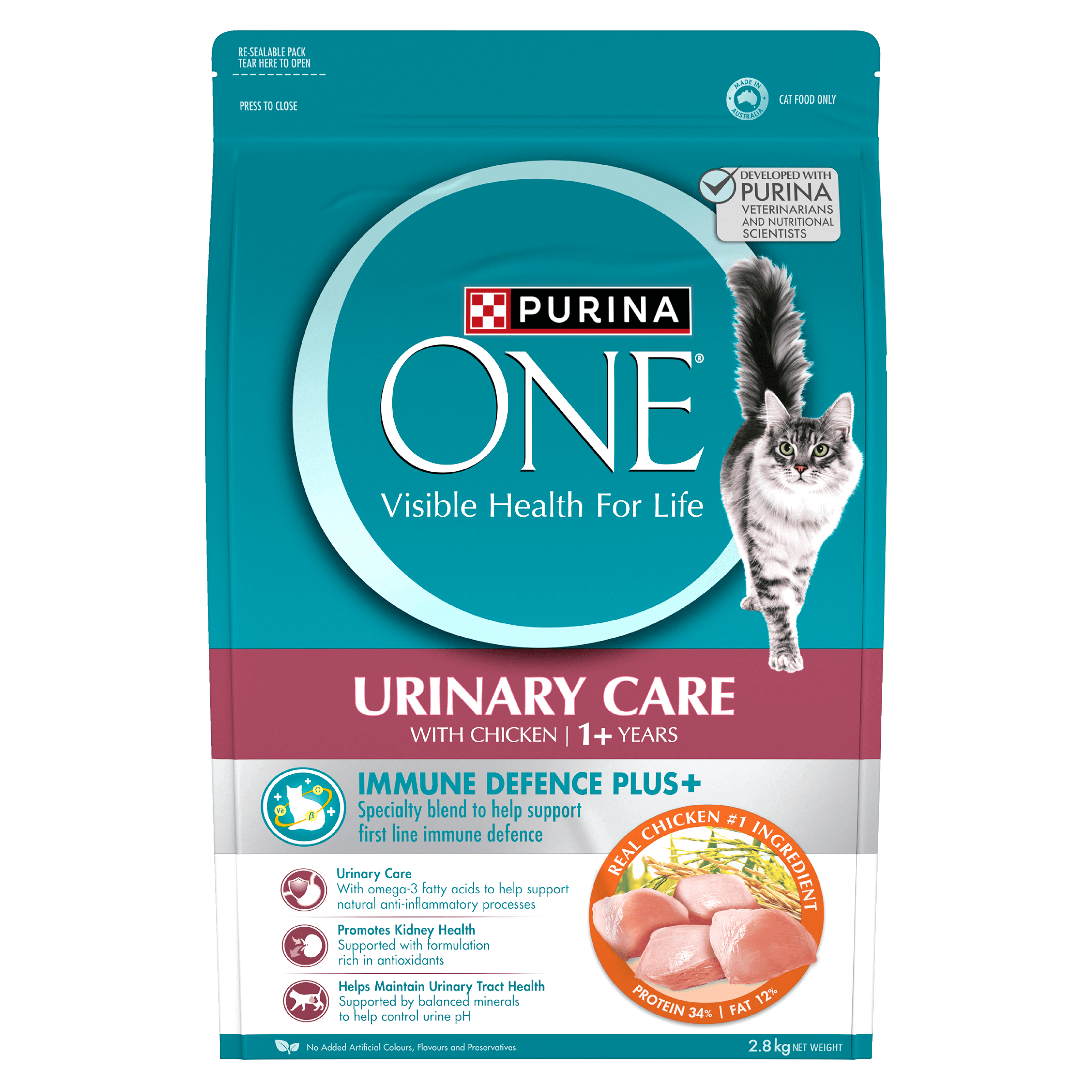 Purina ONE Adult Urinary Care Chicken Dry Cat Food Bag 6kg