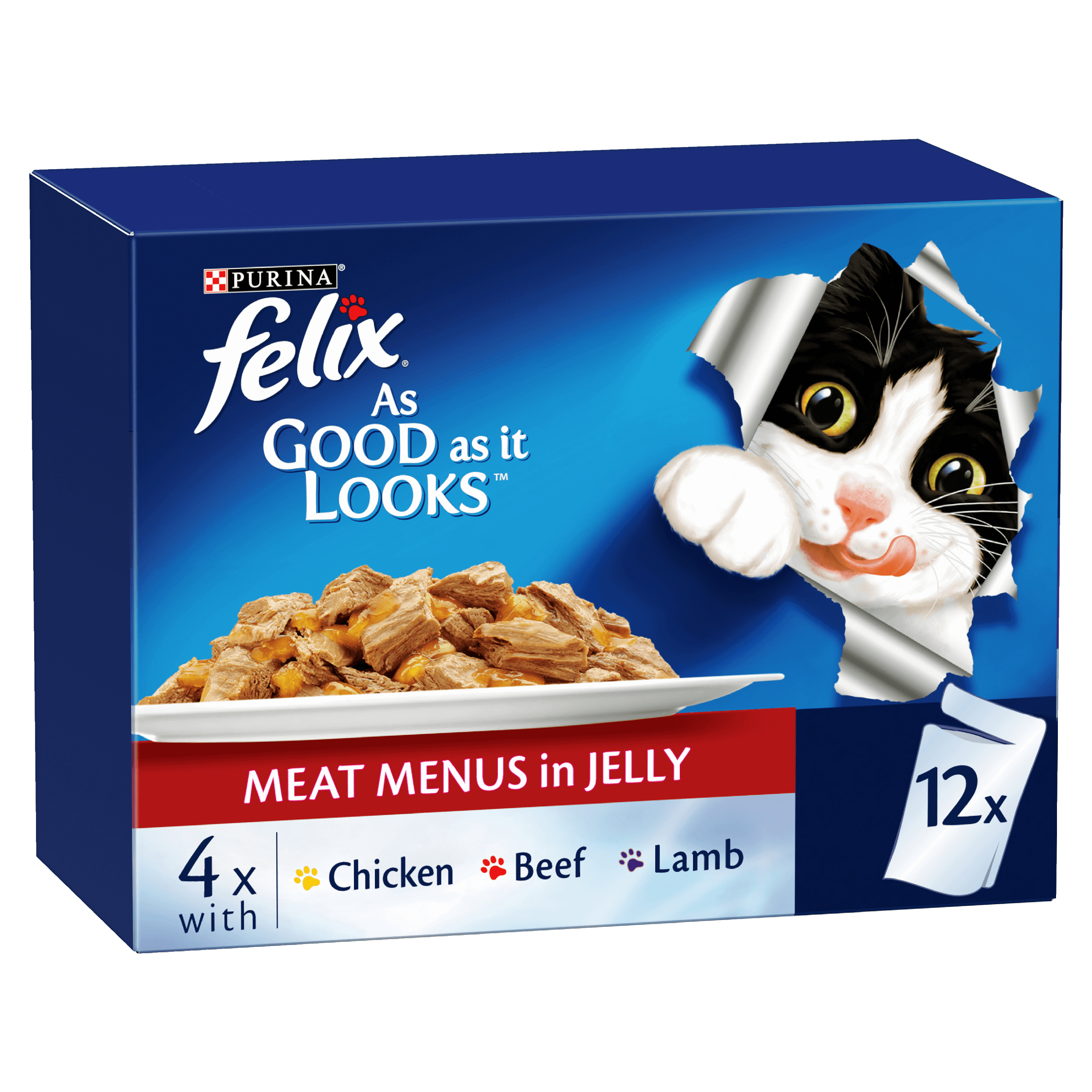 FELIX Adult As Good as it Looks™ Meat Menus in Jelly Wet Cat Food 12 x 85g