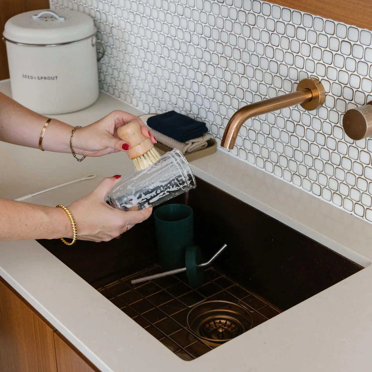 Reusable Glass Smoothie Cup | Moss - Image 2