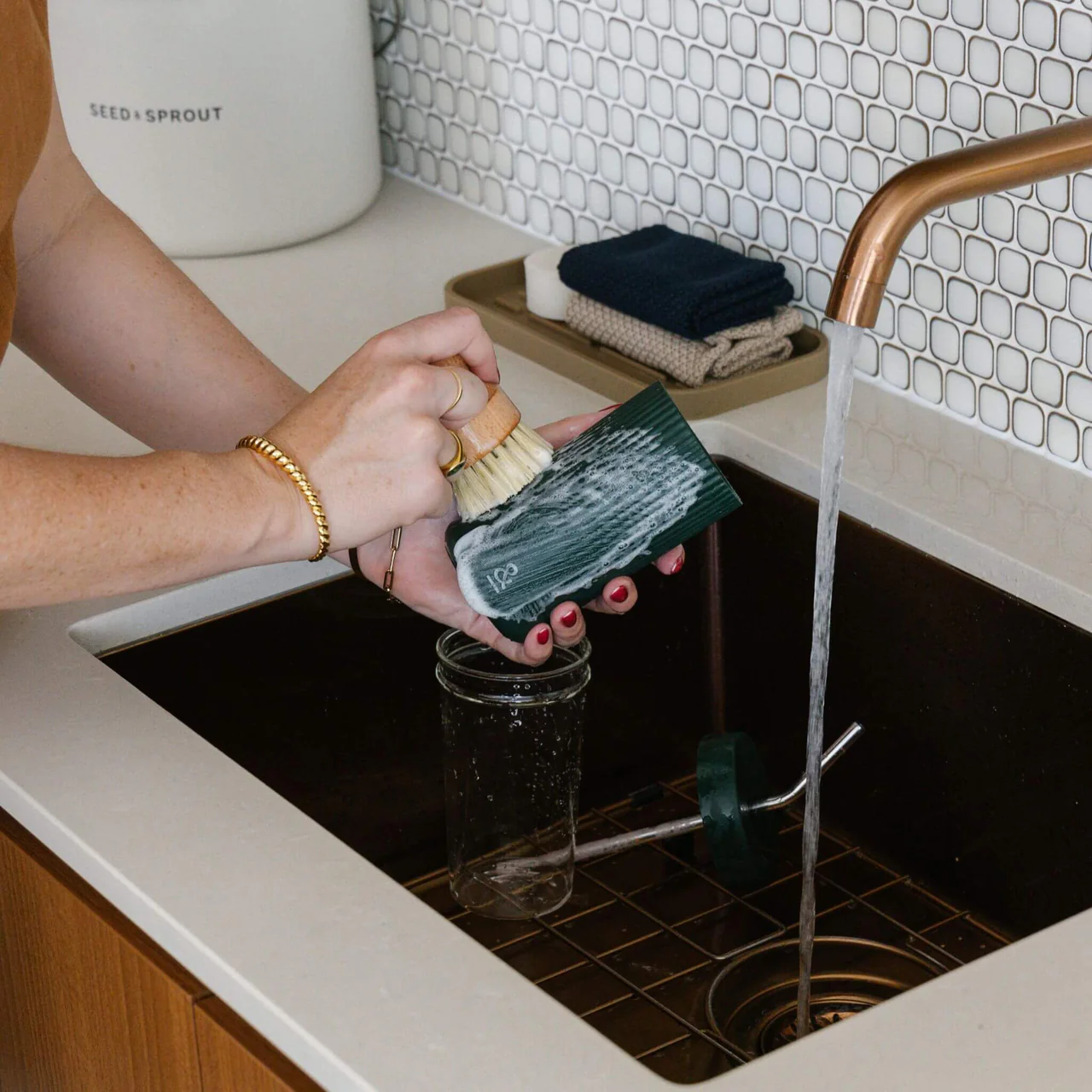 Reusable Glass Smoothie Cup | Moss - Image 4