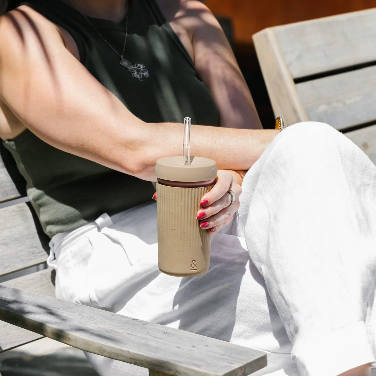 Reusable Glass Smoothie Cup | Praline - Image 8