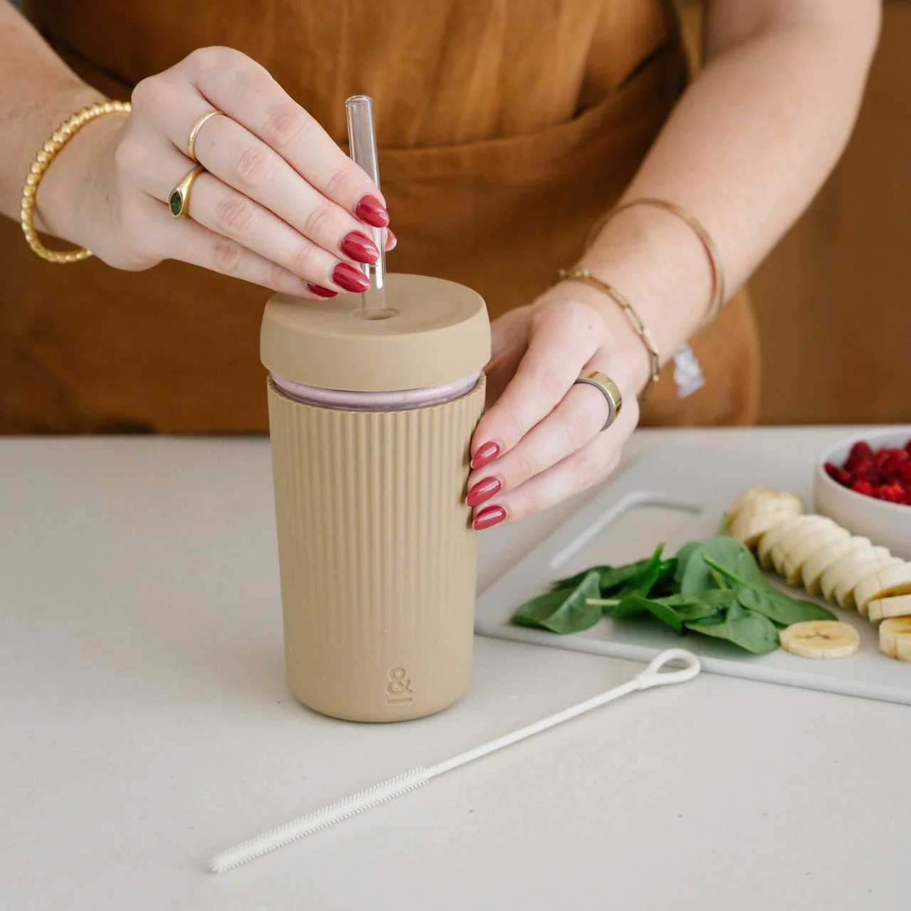 Reusable Glass Smoothie Cup | Praline - Image 5