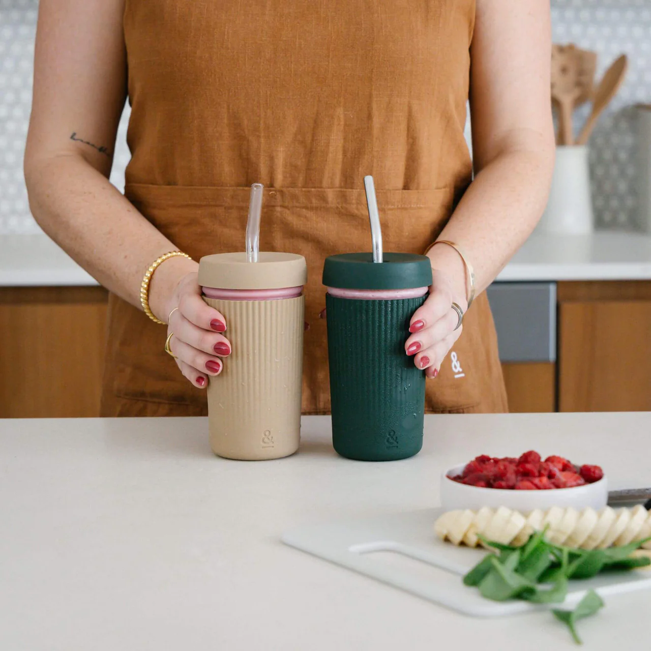 Reusable Glass Smoothie Cup | Moss - Image 11