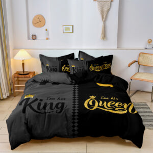King and Queen Crown, Grey Black Duvet Cover