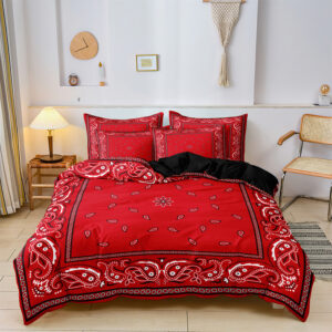 Red Paisley Duvet Cover