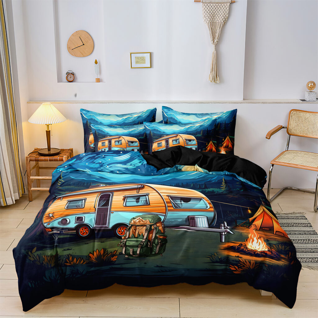 Car Camping Theme Duvet Cover