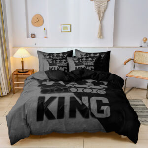 King Crown, Grey Black Duvet Cover