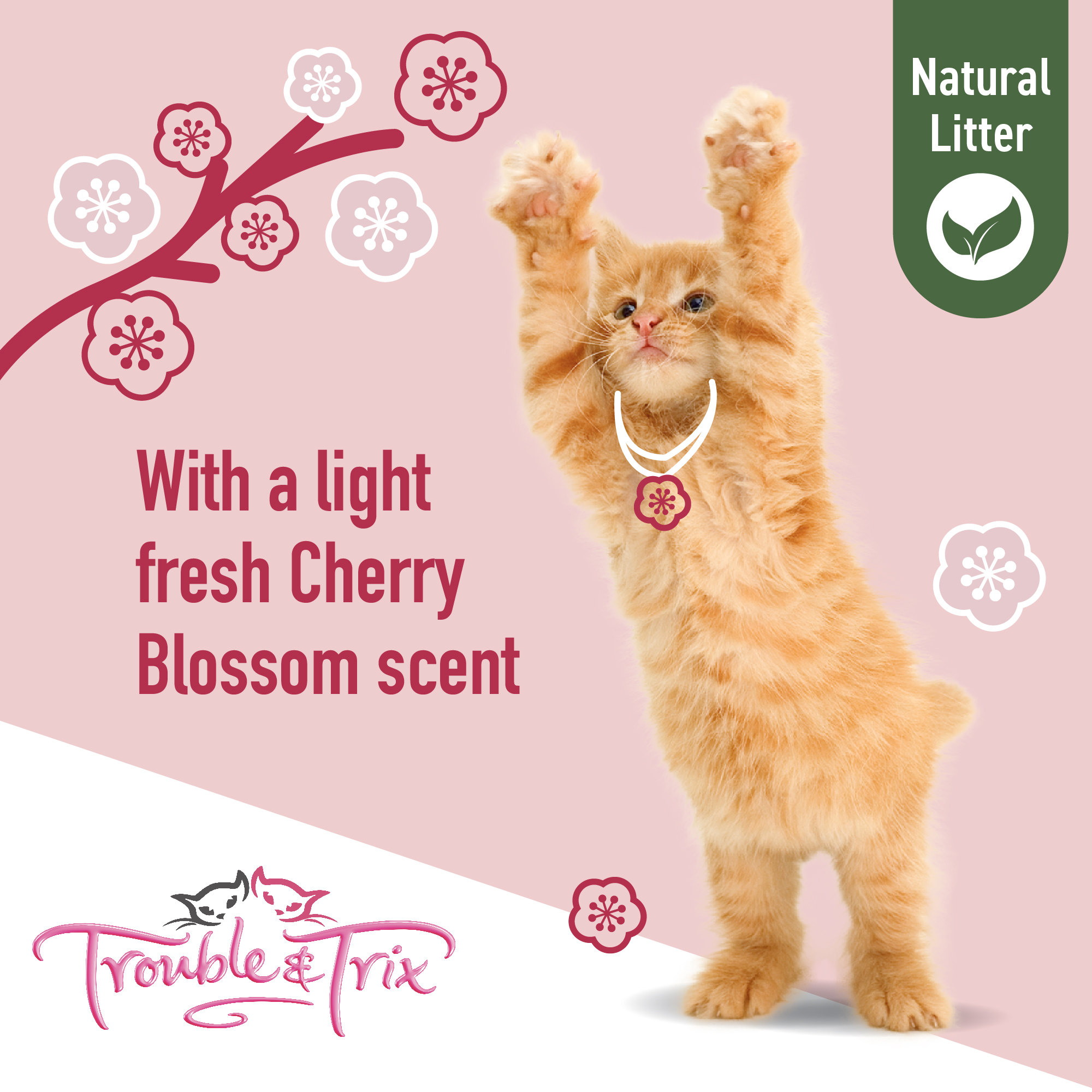 Trouble and Trix Tofu Cat Litter - Cherry Blossom 10 Litre - Image 8