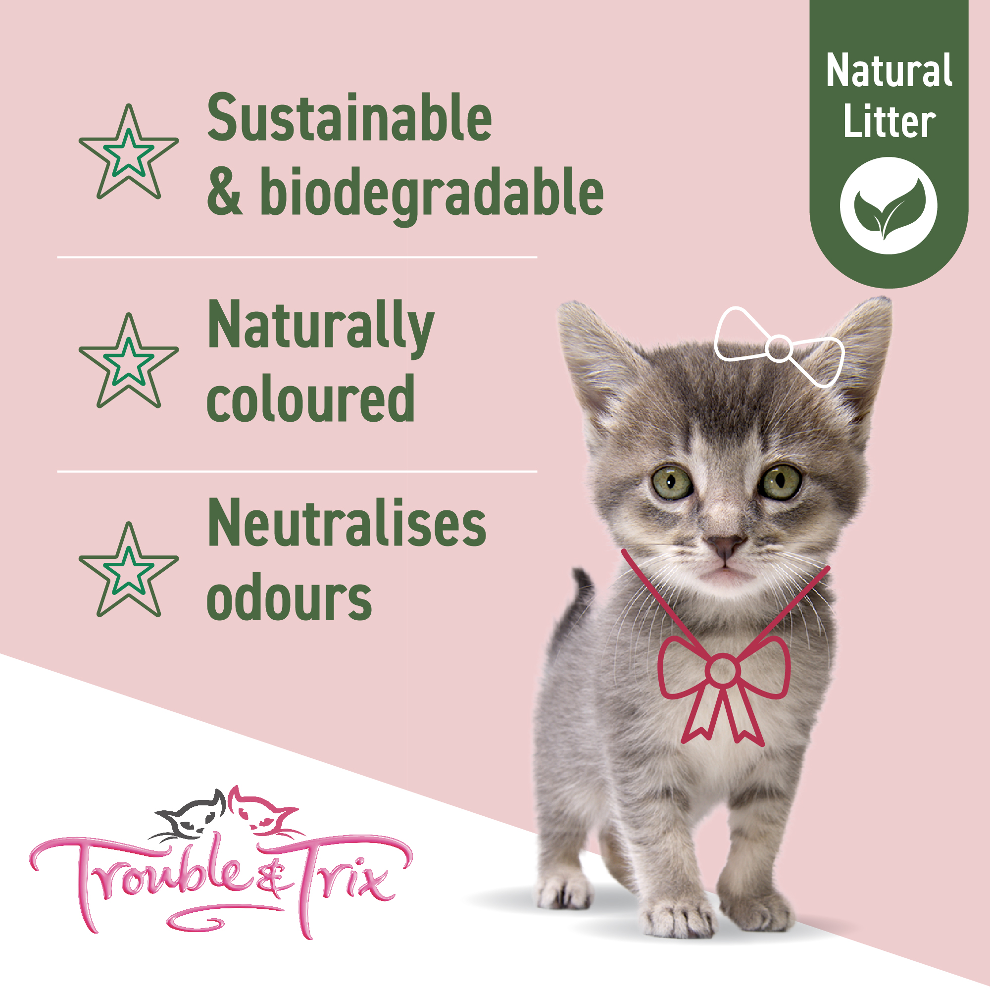 Trouble and Trix Tofu Cat Litter - Cherry Blossom 10 Litre - Image 7