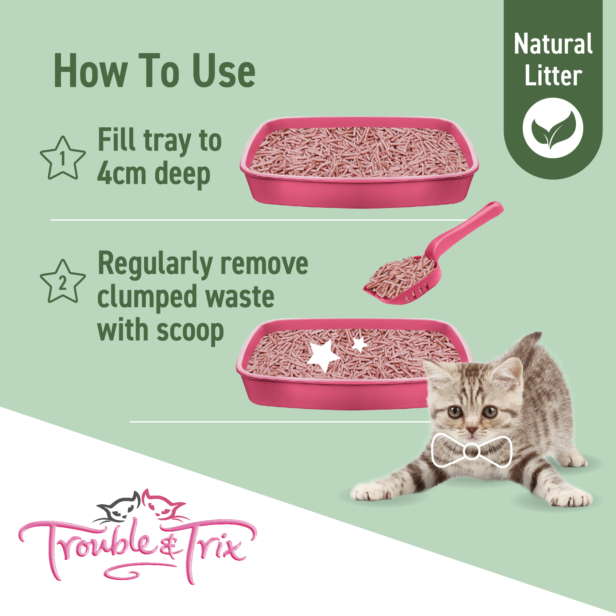 Trouble and Trix Tofu Cat Litter - Cherry Blossom 10 Litre - Image 5