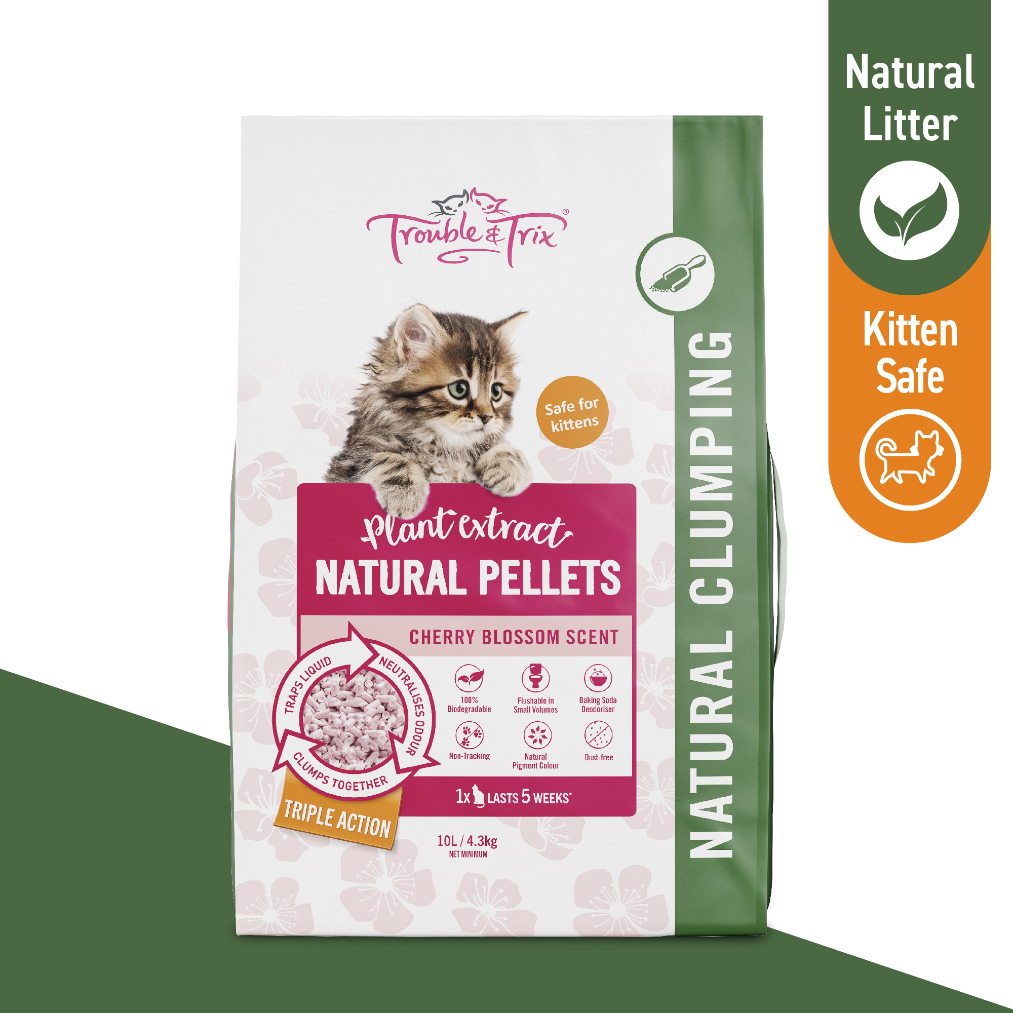 Trouble and Trix Tofu Cat Litter - Cherry Blossom 10 Litre - Image 10
