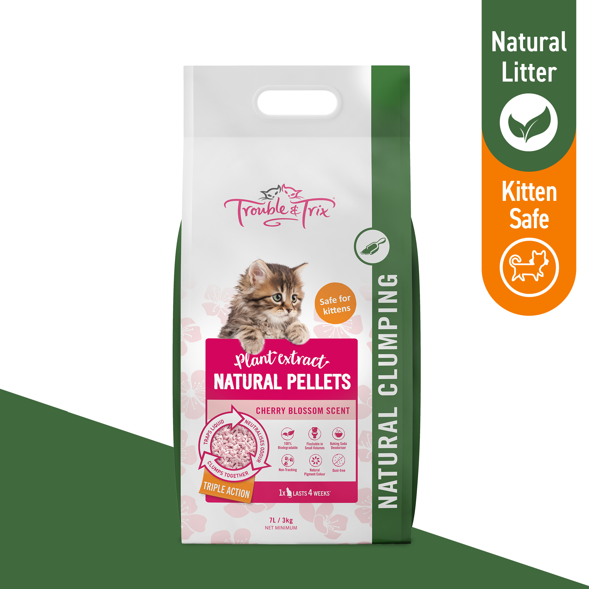 Trouble and Trix Tofu Cat Litter - Cherry Blossom 10 Litre - Image 2