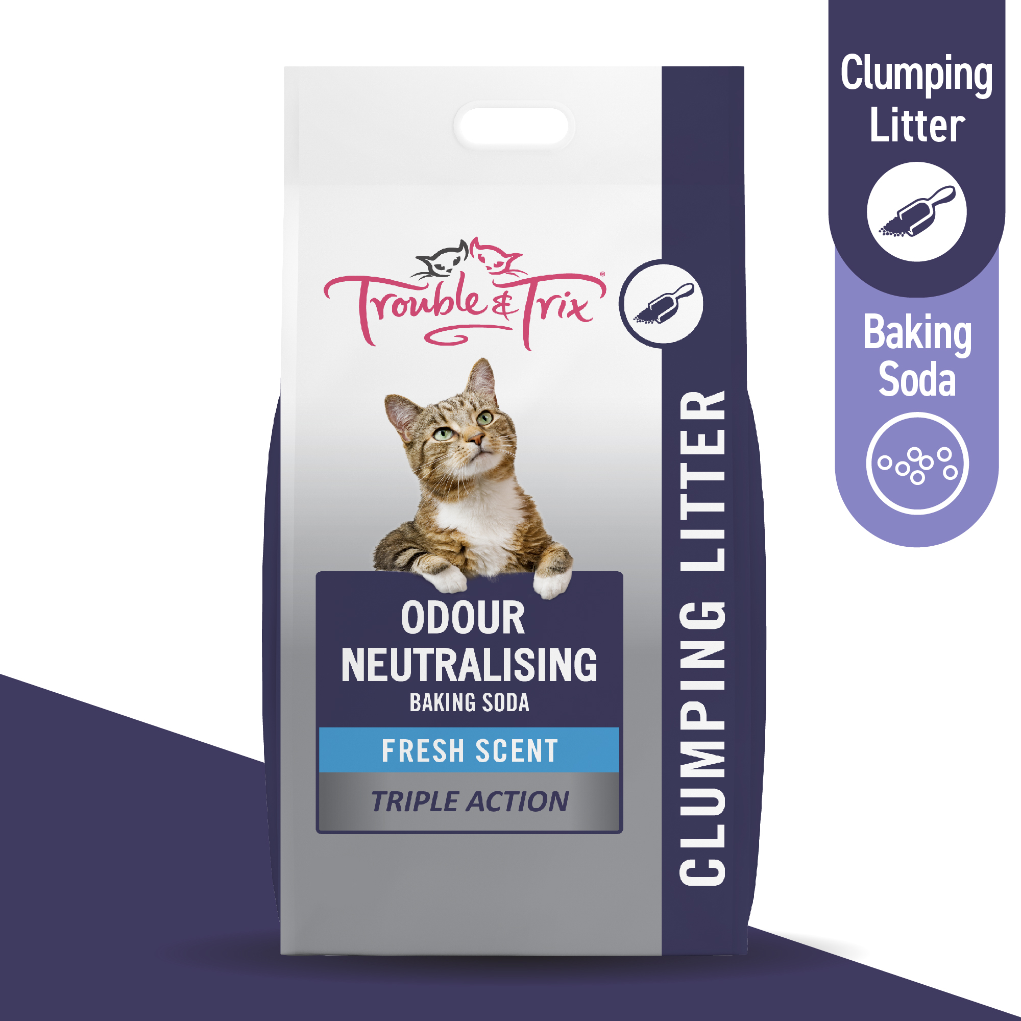 Trouble and Trix Clumping Odour Neutralising with Baking Soda Cat Litter 15 Litre