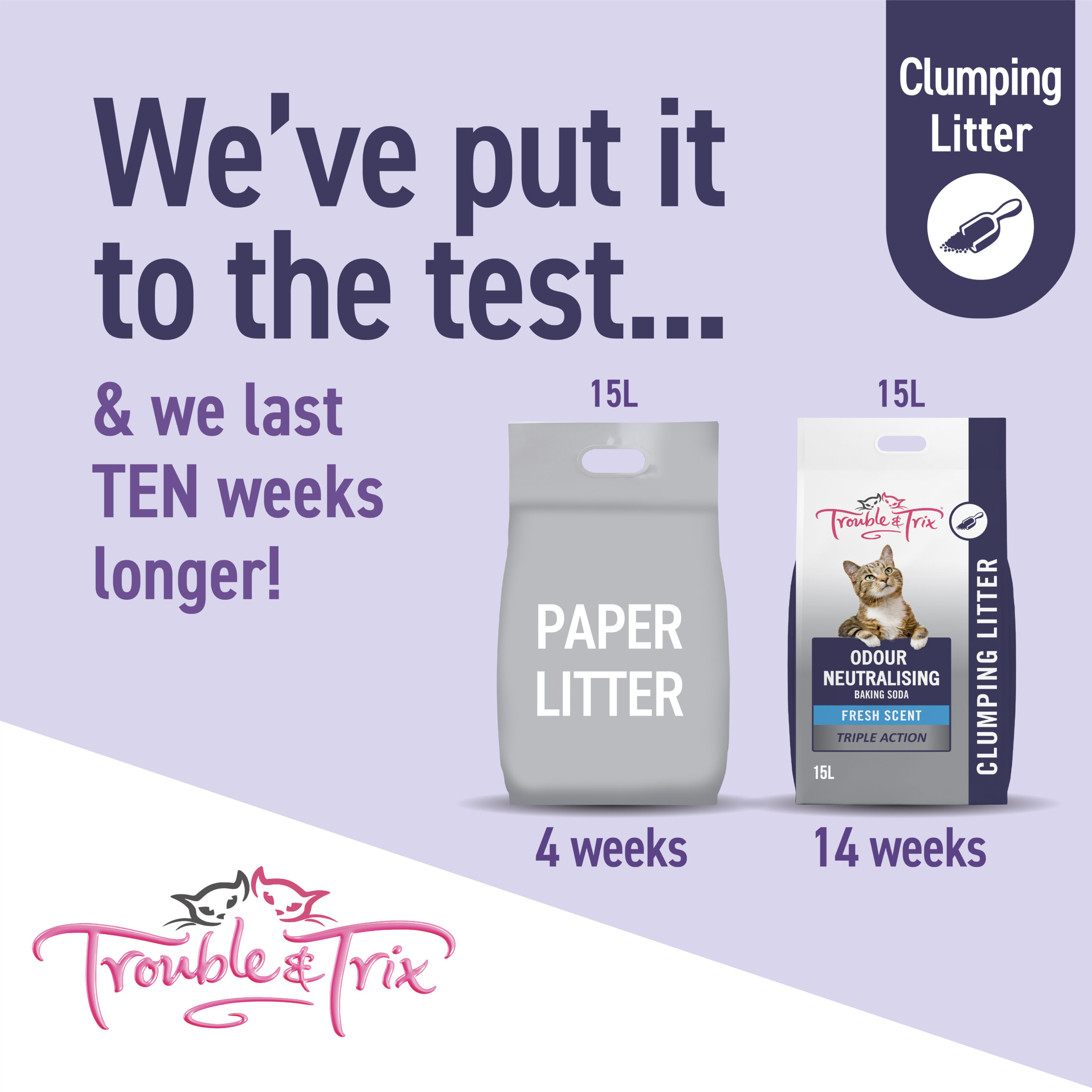 Trouble and Trix Clumping Odour Neutralising with Baking Soda Cat Litter 15 Litre - Image 5