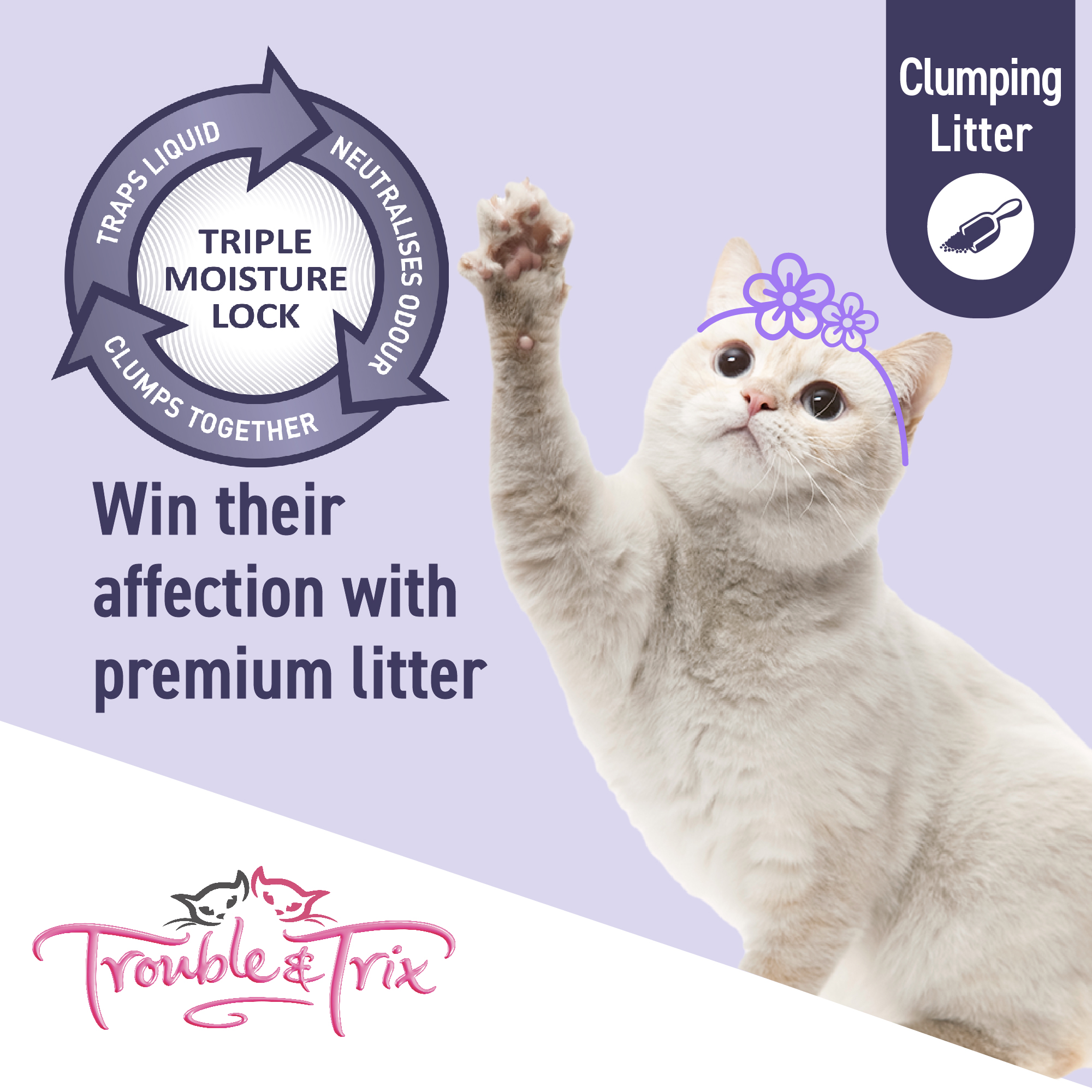 Trouble and Trix Clumping Odour Neutralising with Baking Soda Cat Litter 15 Litre - Image 7