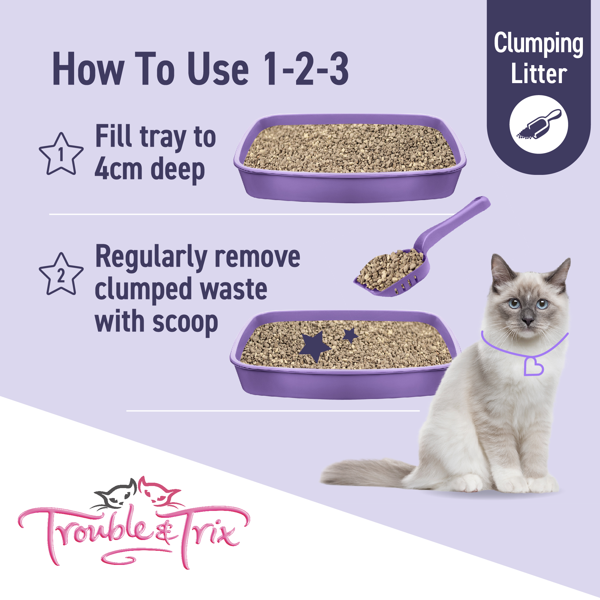 Trouble and Trix Clumping Odour Neutralising with Baking Soda Cat Litter 15 Litre - Image 6